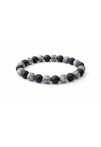 Manilla Pulsera Hombre Jaspe Gris Roca Volcanica 8mm