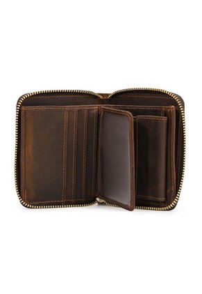 Billetera Monedero Hombre Cuero Bloqueo RFID Cremallera 4208