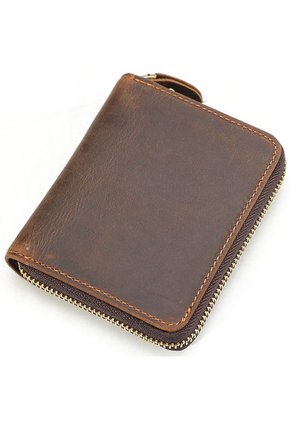 Billetera Monedero Hombre Cuero Bloqueo RFID Cremallera 4208