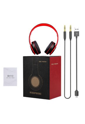 Audifonos Bluetooth Estereo Cancelacion Ruido Over Ear BH10 Negro Rojo
