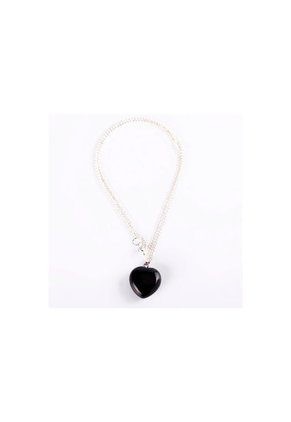 Collar Cristal Mineral UBMD Mujer Corazón Obsidiana NS0101