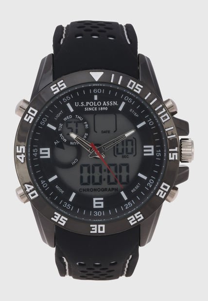 Reloj Negro-Plateado Us Polo Assn