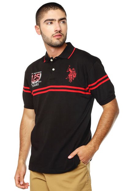 Camiseta Polo Negra-Rojo US Polo Assn