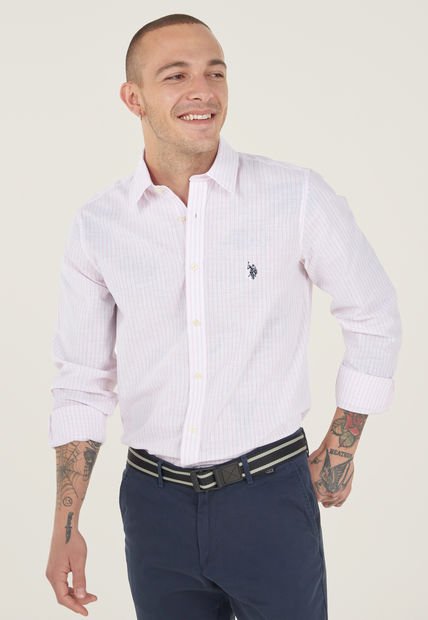 Camisa Blanco-Rosa Us Polo Assn