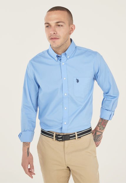 Camisa Celeste-Azul Navy Us Polo Assn