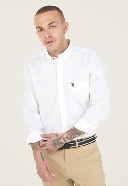Camisa Blanco-Azul Navy Us Polo Assn