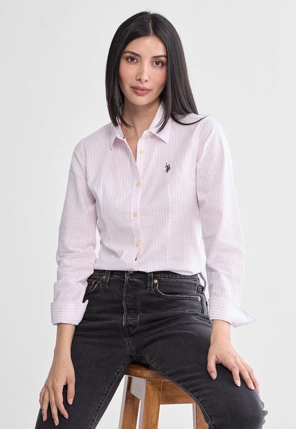 Camisa Blanco-Rosa-Azul Navy US POLO ASSN