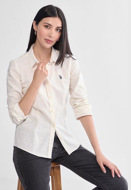 Camisa Blanco-Amarillo-Azul Navy US POLO ASSN