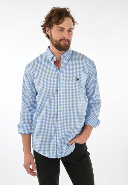 Camisa Azul Claro-Blanco US POLO ASSN