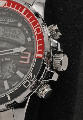 Reloj Plateado-Negro-Rojo Us Polo Assn