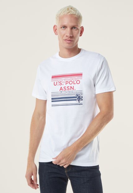 Camiseta Blanco-Coral-Azul Us Polo Assn