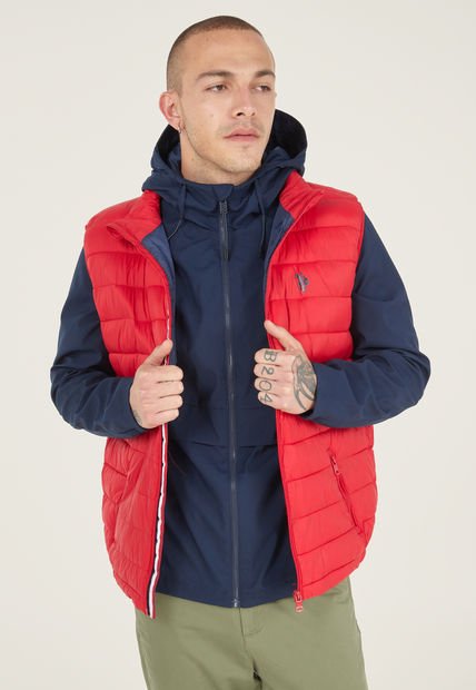 Chaleco Acolchado Rojo-Azul Navy Us Polo Assn