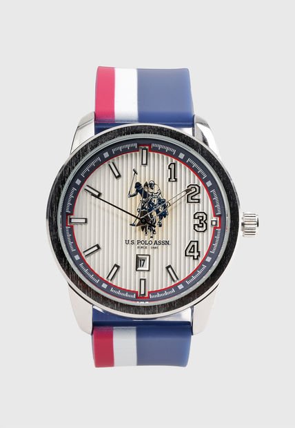 Reloj Plateado-Azul-Rojo Us Polo Assn