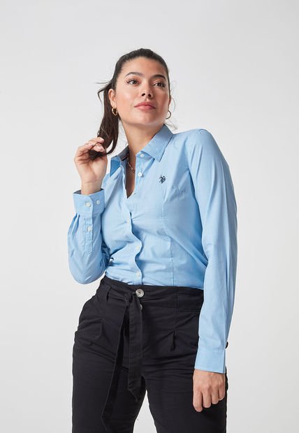 Camisa Azul-Blanco Us Polo Assn