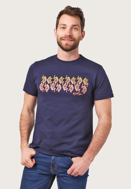 Camiseta Azul Navy-Amarillo-Naranja Us Polo Assn