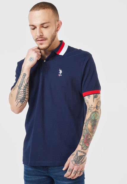 Polo Azul-Blanco-Rojo Us Polo Assn