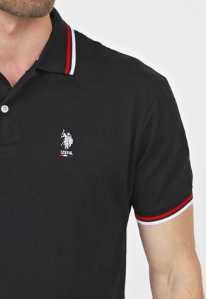 Camiseta Polo Negro-Rojo-Blanco Us Polo Assn