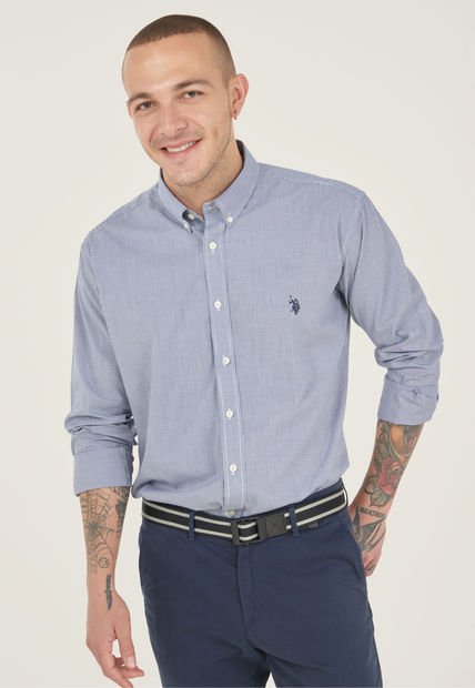 Camisa Azul Navy-Blanco Us Polo Assn
