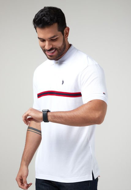 Polo Blanco-Rojo-Azul Navy Us Polo Assn