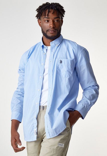 Camisa Celeste-Blanco Us Polo Assn