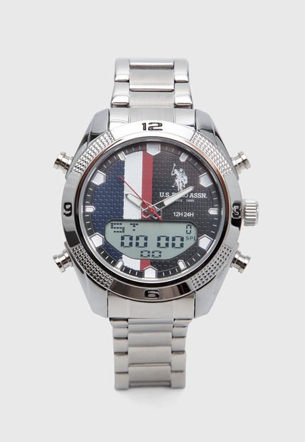 Reloj Plateado-Azul-Rojo Us Polo Assn