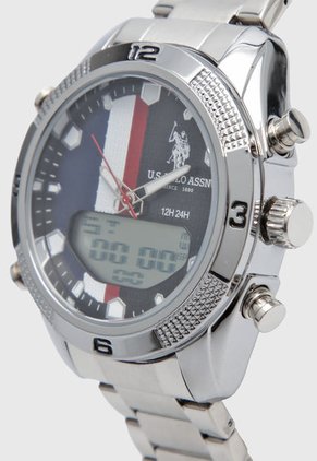 Reloj Plateado-Azul-Rojo Us Polo Assn
