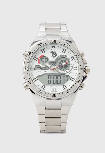 Reloj Plateado-Blanco Us Polo Assn