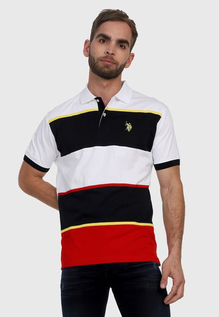 Polo Blanco-Negra-Rojo Us Polo Assn