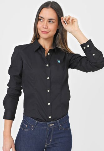 US Polo Assn - Camisa Negro-Azul Us Polo Assn