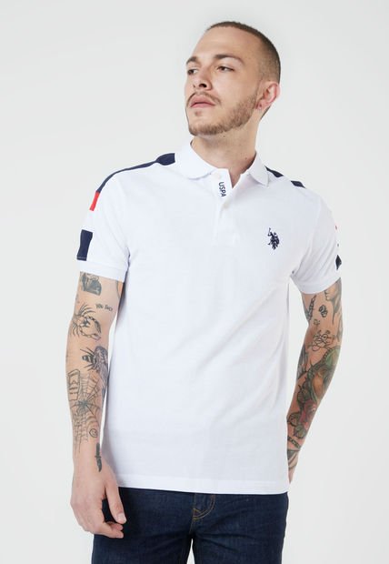 Camiseta Polo Blanco-Azul-Rojo Us Polo Assn