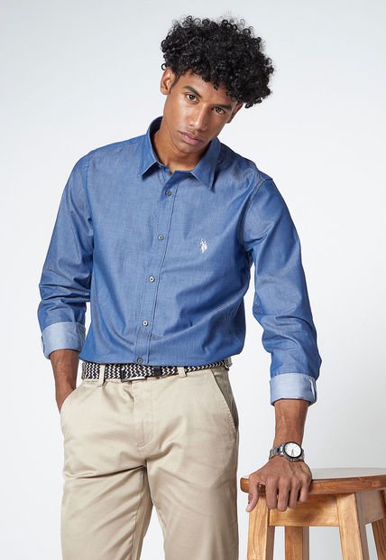 Camisa Azul Navy Us Polo Assn