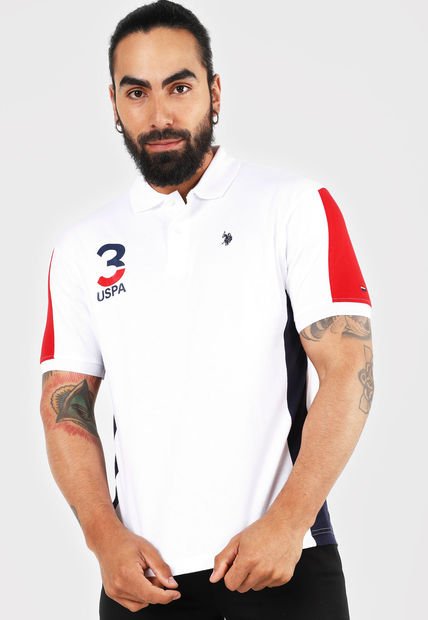 Polo Blanco-Rojo-Azul Us Polo Assn