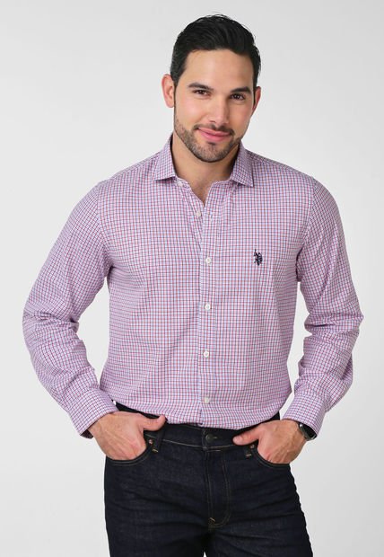 Camisa Blanco-Rojo-Azul Claro US POLO ASSN