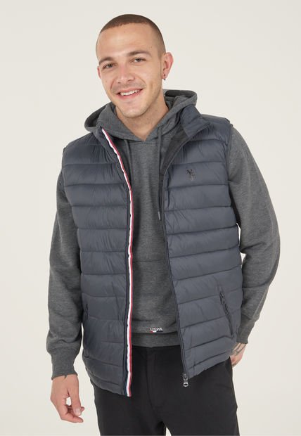 Chaleco Acolchado Gris Oscuro-Negro Us Polo Assn