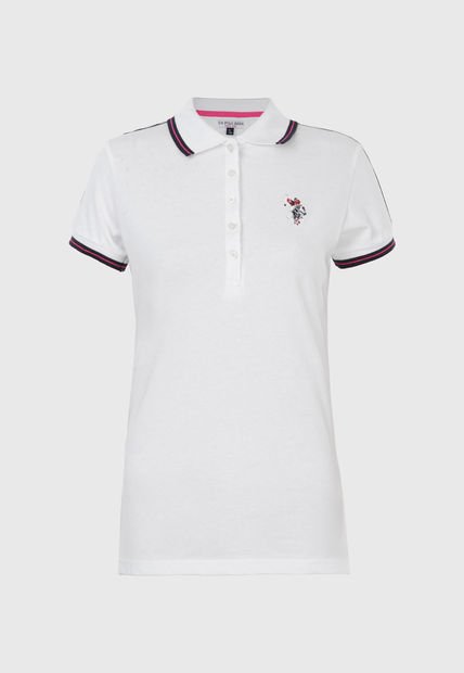 Camiseta Polo Blanco-Azul Navy-Fucsia US POLO ASSN