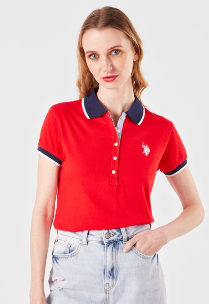 Camiseta Polo Rojo-Azul-Blanco Us Polo Assn