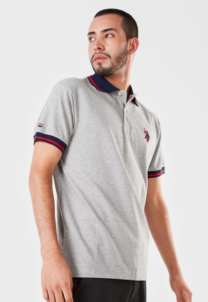 Polo Gris-Azul-Rojo Us Polo Assn