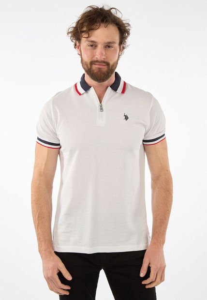 Camiseta Polo Blanco-Azul Navy-Rojo US POLO ASSN