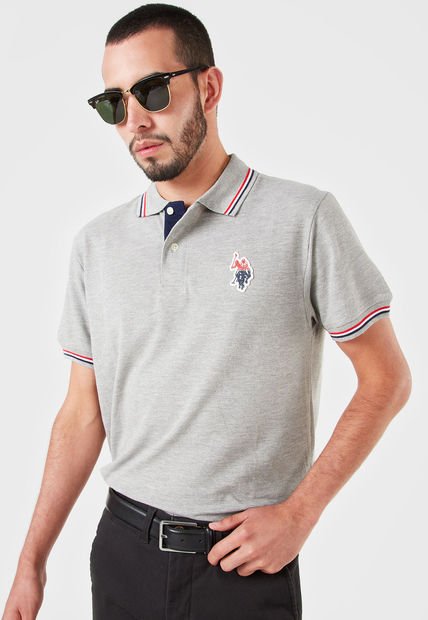 Polo Gris-Rojo-Azul Us Polo Assn