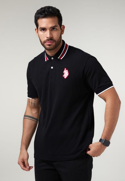 Polo Negro-Blanco-Rojo Us Polo Assn