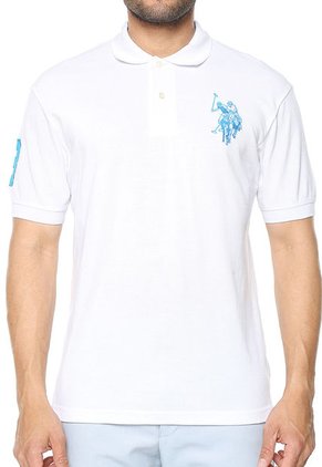 Polo Blanco-Azul Turquesa Us Polo Assn