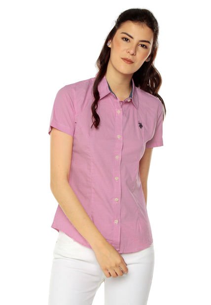 Camisa Rosa-Blanco US Polo Assn