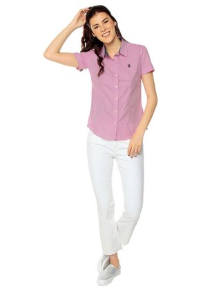 Camisa Rosa-Blanco US Polo Assn