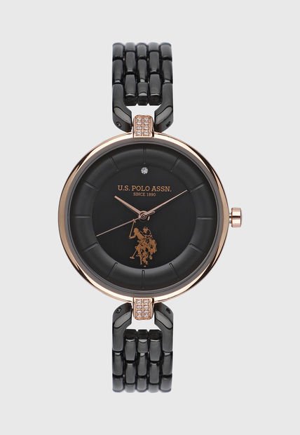 Reloj Negro-Oro Rosa Us Polo Assn