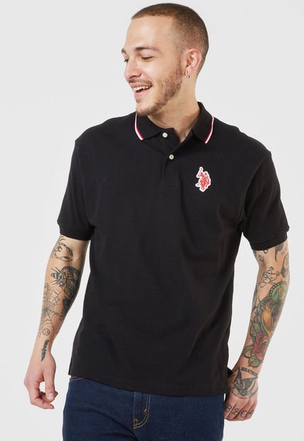 Polo Negro-Blanco-Rojo Us Polo Assn
