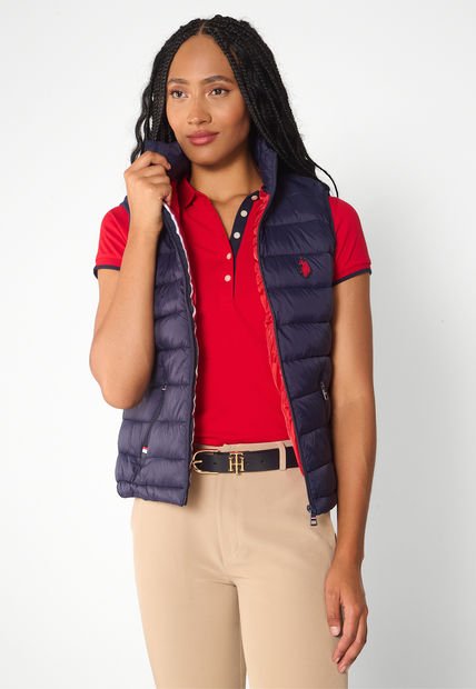 Chaleco Acolchado Azul Navy-Rojo Us Polo Assn