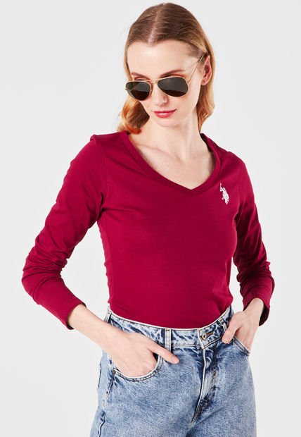 Camiseta Manga Larga Vinotinto Us Polo Assn