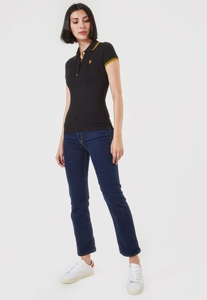 Camiseta Polo Negro-Amarillo Us Polo Assn