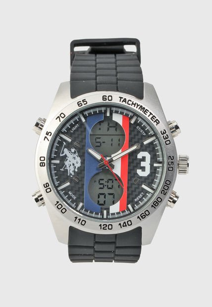 Reloj Plateado-Negro Us Polo Assn