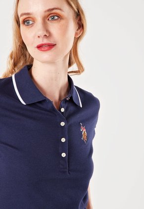Camiseta Polo Azul-Blanco-Café Us Polo Assn